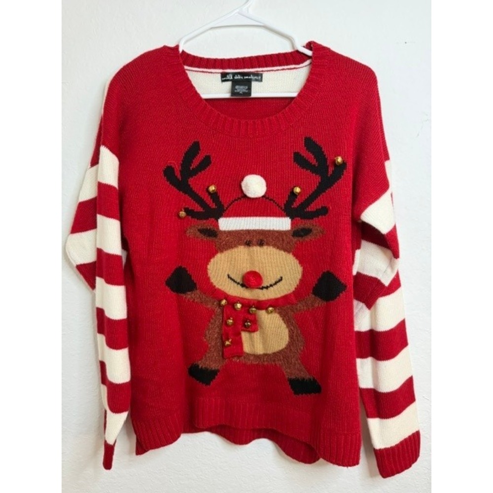United States Sweaters Red Reindeer Ugly Christmas Sweater Jingle Bells PL